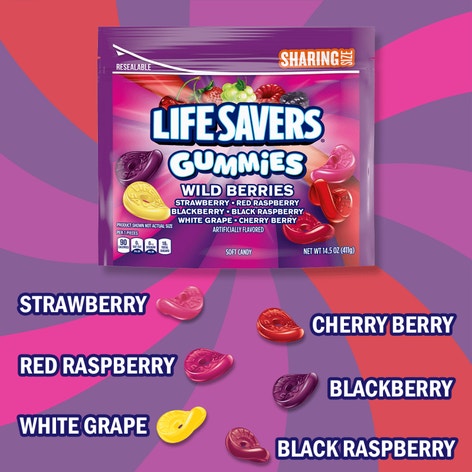 LIFE SAVERS Gummies Wild Berries Candy Sharing Size Bag, 14.5 oz