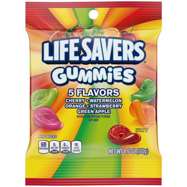 LIFE SAVERS Gummies 5 Flavors Candy Small Peg Bag, 4.6 oz