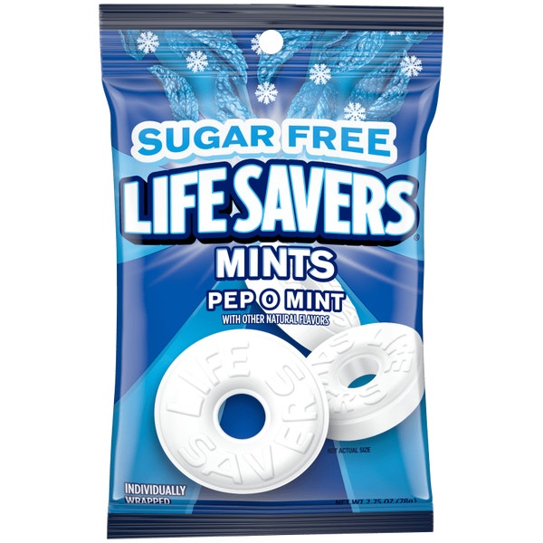 LIFE SAVERS Pep-O-Mint Sugar Free Mints Bag, 2.75 oz