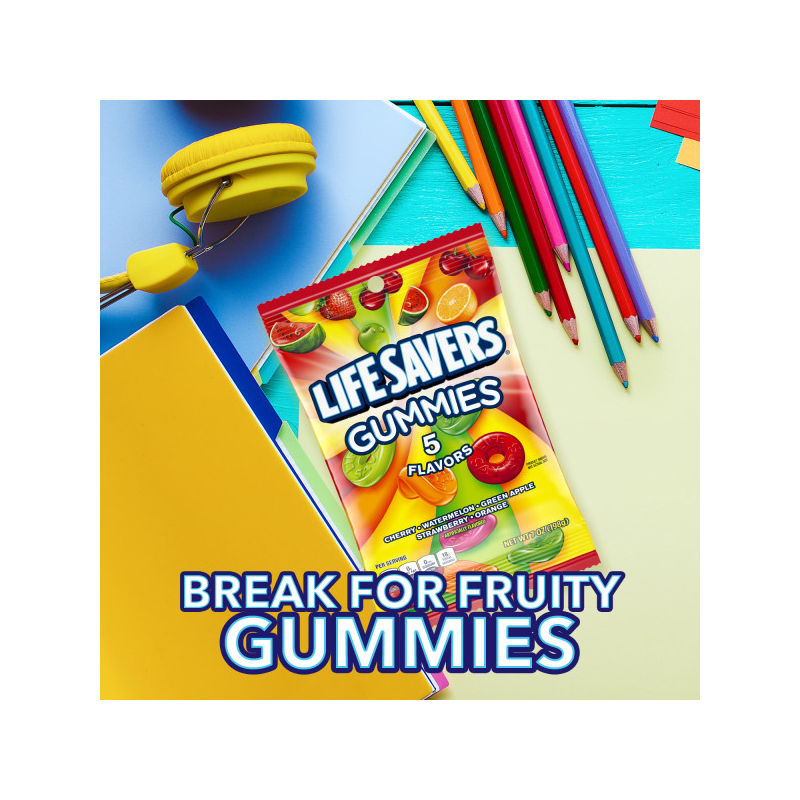 LIFE SAVERS 5 Flavors Gummies Bag, 7 oz Life Savers